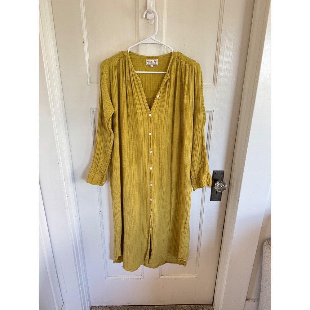 Mille chartreuse yellow gauze midi dress size small